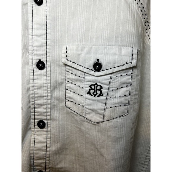 ROAR Signature Mens White Button Front Long Sleeve Casual Shirt Size Large - Picture 3 of 9